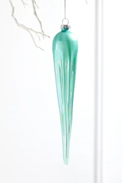 Decorator's Warehouse 10" Frosty Blue Glass Icicle Ornament > Christmas Decor|Blue Christmas
