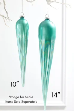 Decorator's Warehouse 10" Frosty Blue Glass Icicle Ornament > Christmas Decor|Blue Christmas