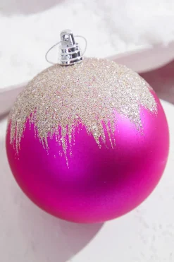 Decorator's Warehouse 4" Fuchsia Frost Ball Ornament > Christmas Decor|Retro Brites