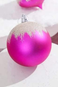 Decorator's Warehouse 4" Fuchsia Frost Ball Ornament > Christmas Decor|Retro Brites