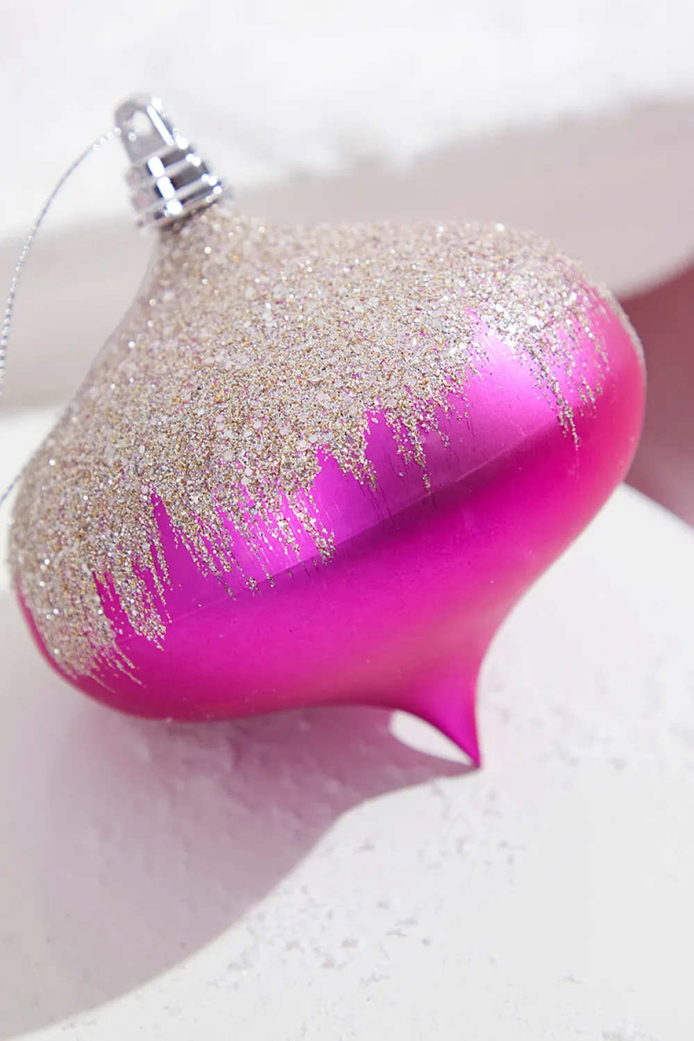 Decorator's Warehouse 5" Fuchsia Frost Onion Ornament > Christmas Decor|Retro Brites