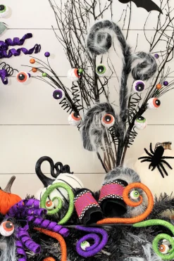 Decorator's Warehouse 30” Furry Spiral Curly Spray - Black/White > Halloween|Halloween