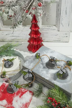 Decorator's Warehouse 48” Galvanized Bells Garland with Country Check Bows > Christmas Accents|Christmas Decor