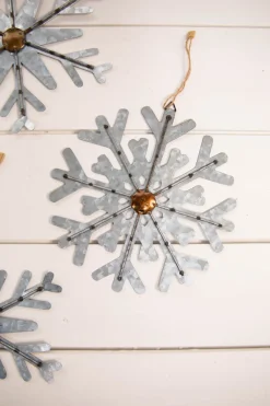 Decorator's Warehouse 8” Galvanized Metal Snowflake Ornament > Christmas Decor|Farmhouse
