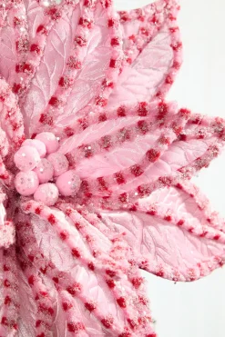 Decorator's Warehouse 30" Giant Candy Snow Glitter Poinsettia Stem - Pink/Red > Christmas Decor|Valentine'S Decor