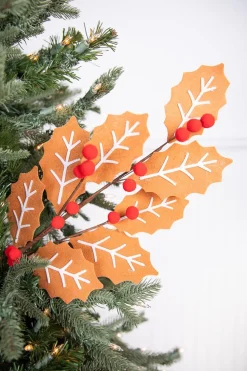 Decorator's Warehouse 28” Gingerbread Leaf Spray with Red Berries > Christmas Sprays|Christmas Decor