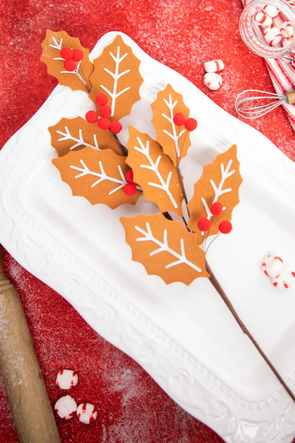 Decorator's Warehouse 28” Gingerbread Leaf Spray with Red Berries > Christmas Sprays|Christmas Decor