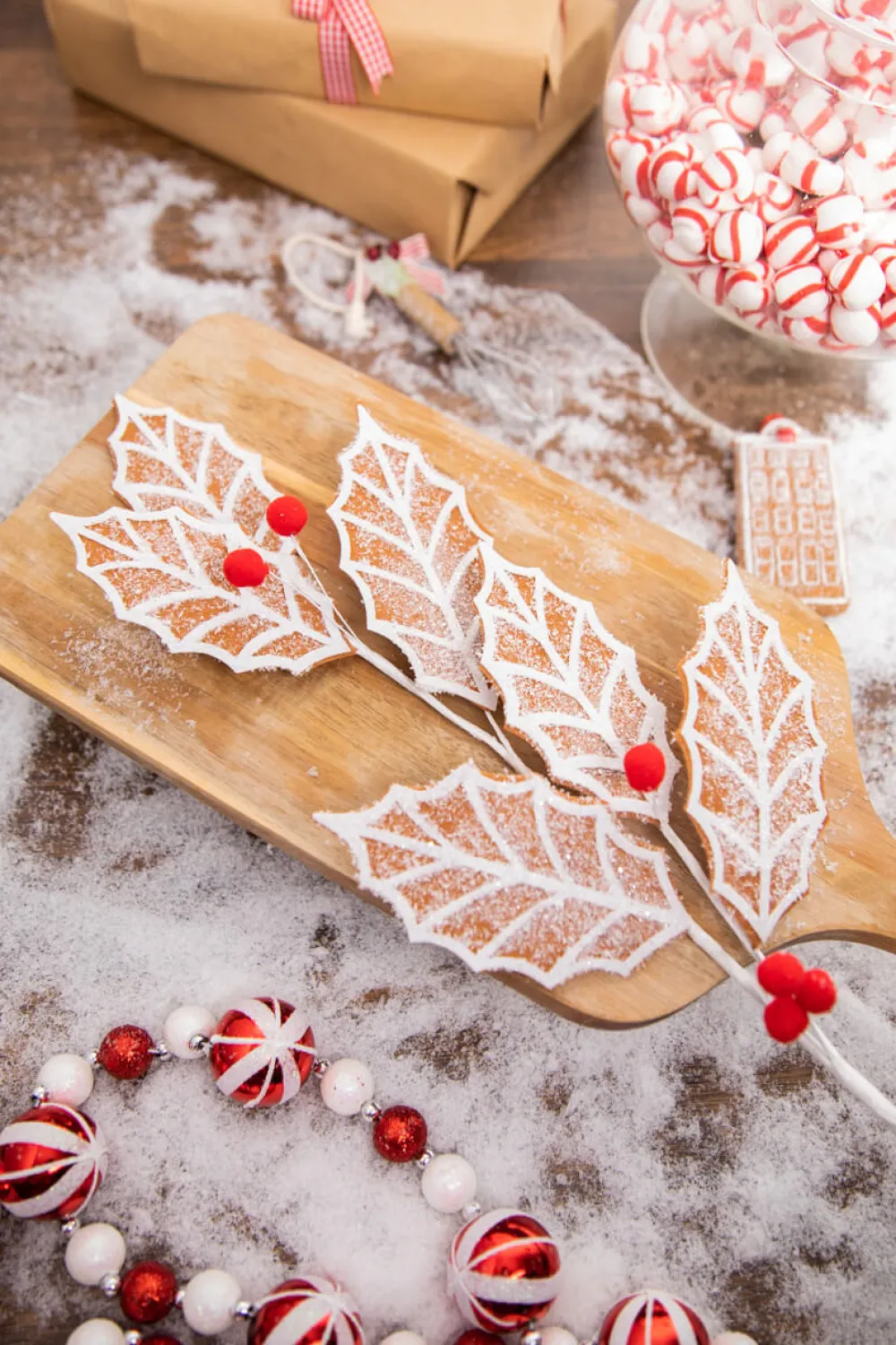 Decorator's Warehouse 24” Gingerbread Leaf Stem with Red Berries > Best Sellers|Christmas Decor
