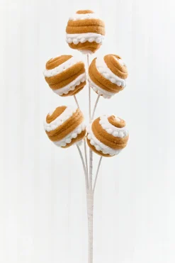Decorator's Warehouse 16" Gingerbread Stripe Ball Pick > Sugar & Spice|Christmas Sprays