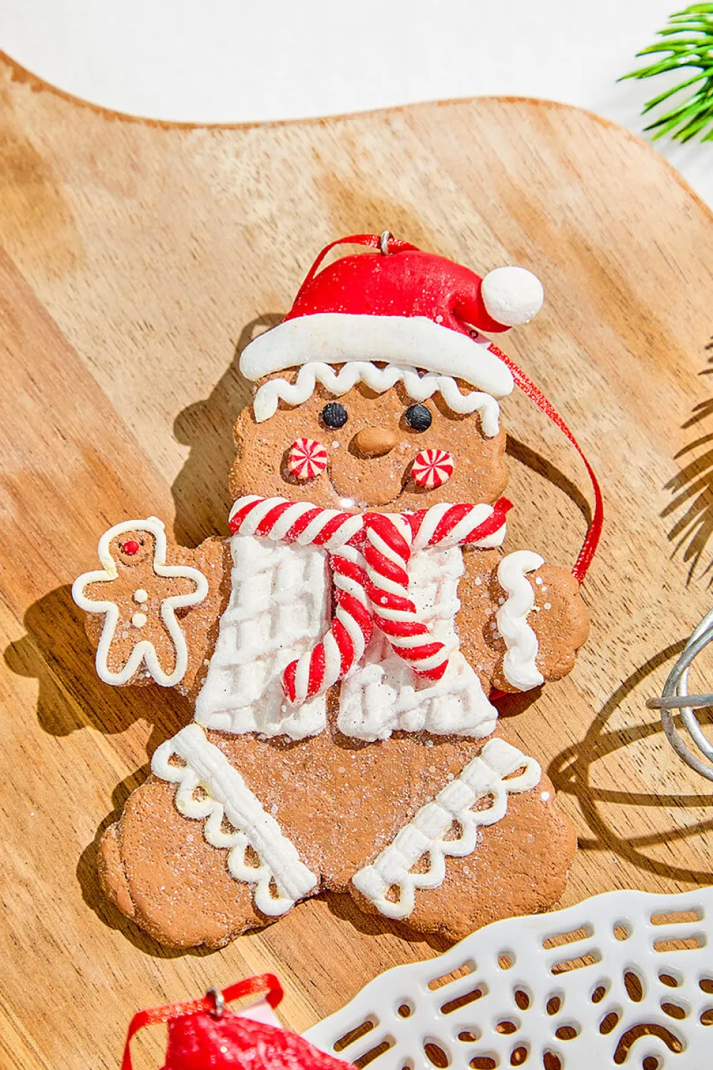 Decorator's Warehouse 5" Gingerbread with Santa Hat Ornament > Christmas Decor|Christmas Ornaments
