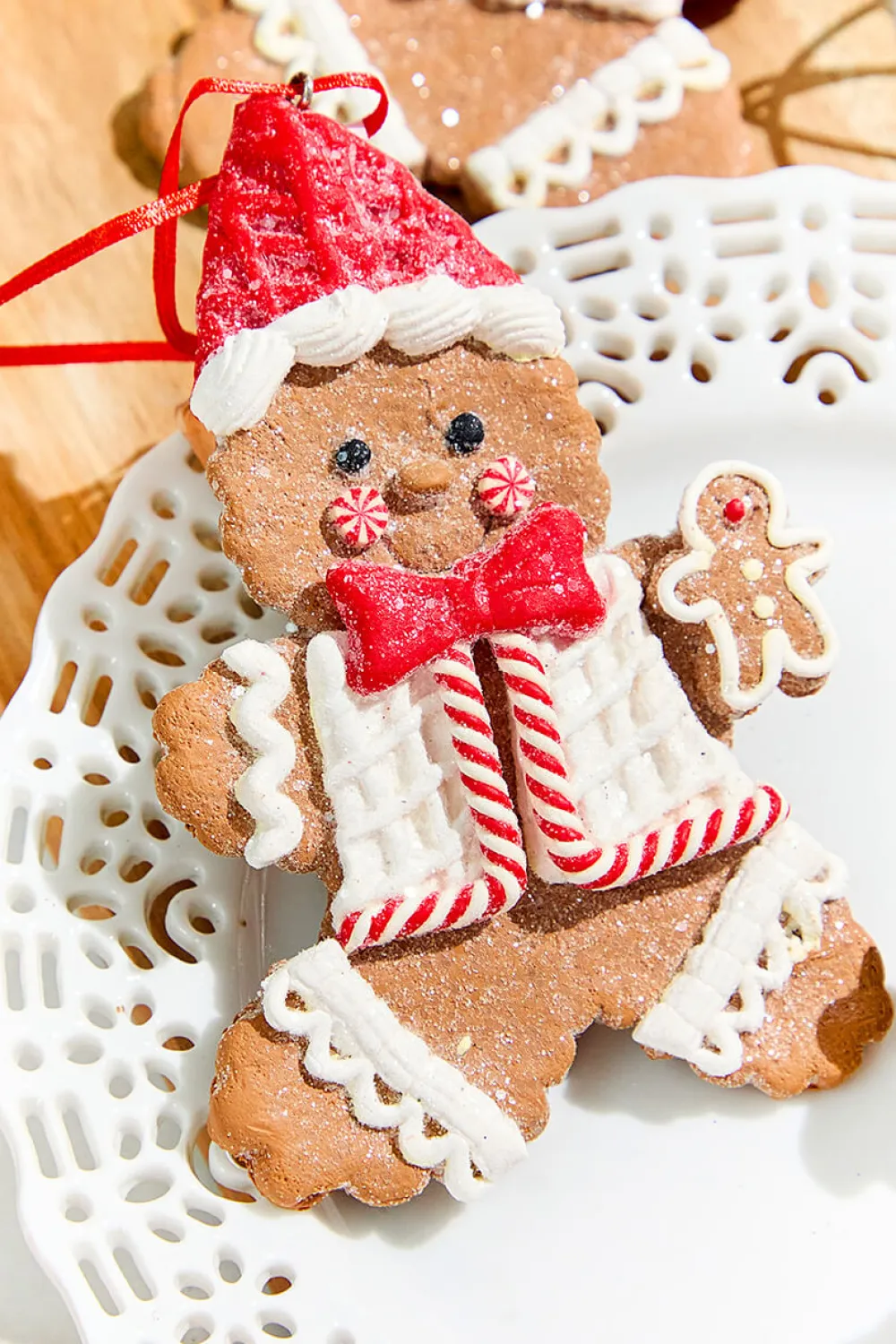 Decorator's Warehouse 5" Gingerbread with Santa Hat Ornament > Christmas Decor|Christmas Ornaments