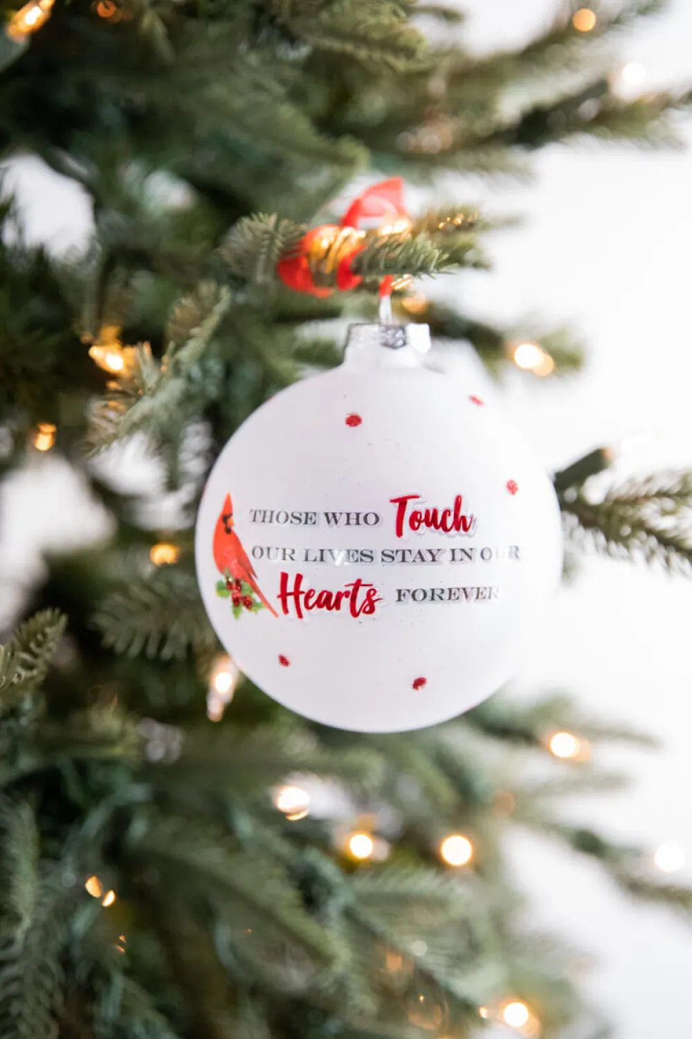 Decorator's Warehouse 4” Glass Cardinal Sentiment Ball Ornament > Christmas Ornaments|Cardinal
