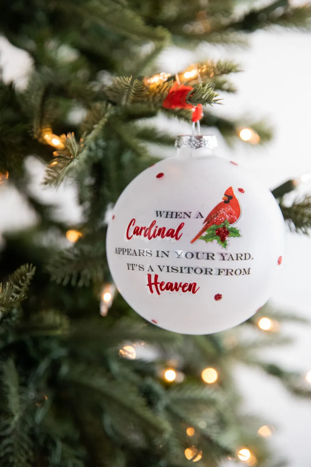 Decorator's Warehouse 4” Glass Cardinal Sentiment Ball Ornament > Christmas Ornaments|Cardinal