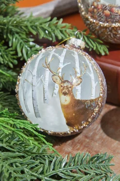 Decorator's Warehouse 4" Glass Deer & Squirrel Scene Ball Ornament > Christmas Ornaments|Winter Woodland