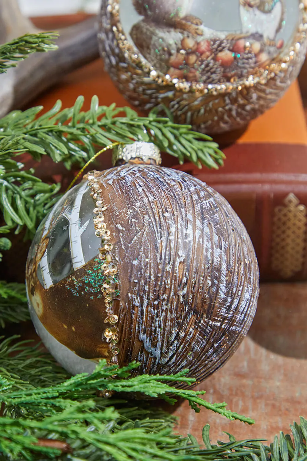 Decorator's Warehouse 4" Glass Deer & Squirrel Scene Ball Ornament > Christmas Ornaments|Winter Woodland