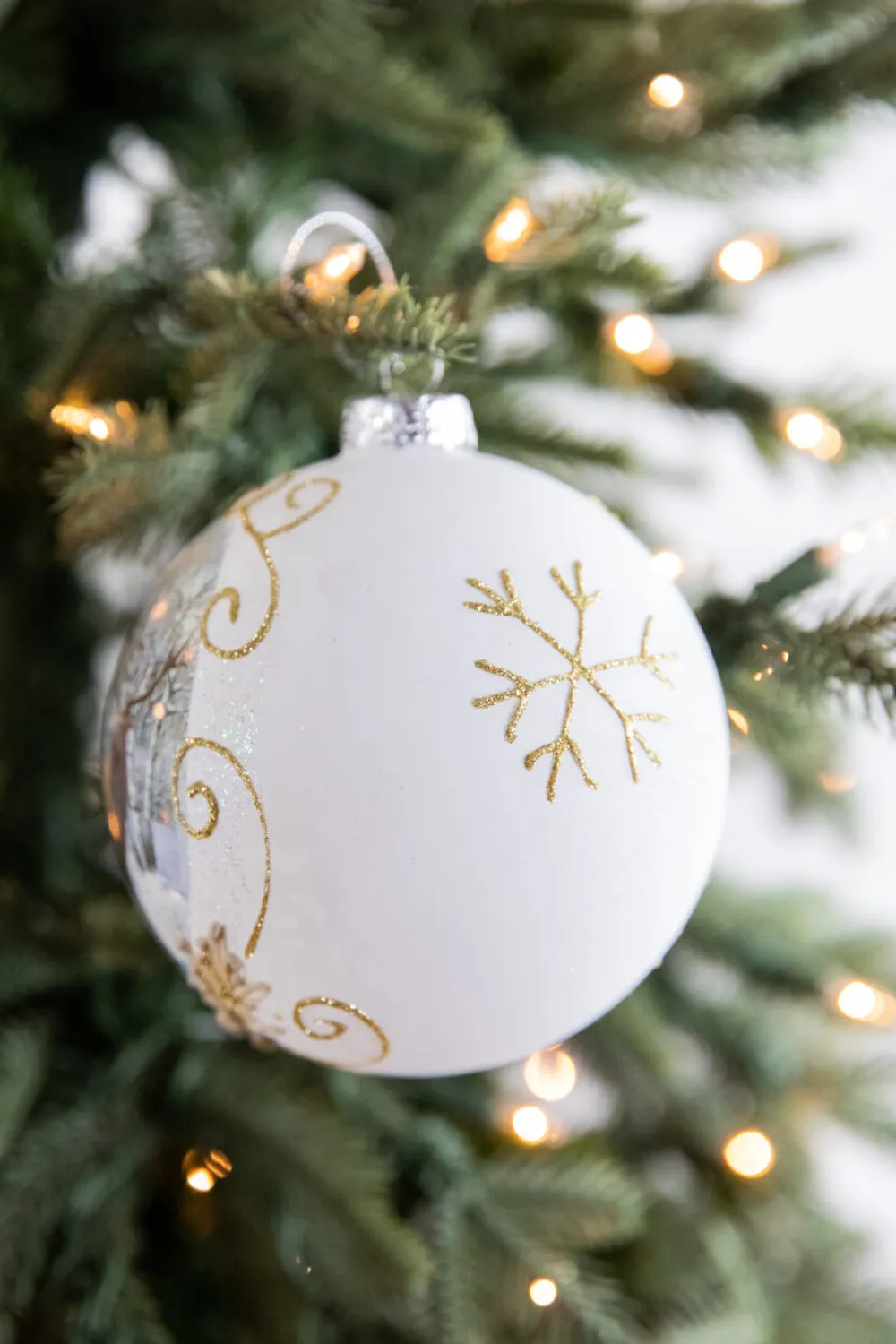 Decorator's Warehouse 5” Glass Deer with Holly Scroll Ball Ornament > Christmas Decor|Christmas Ornaments