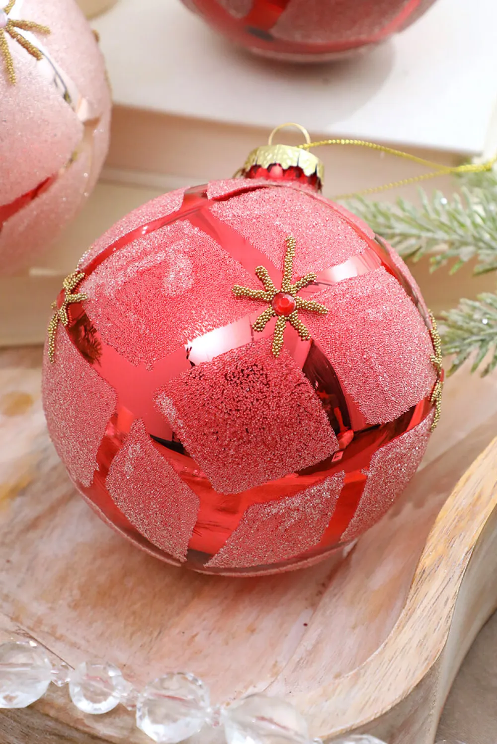 Decorator's Warehouse 4” Glass Diamond Ball Ornament > Christmas Decor|Jewel Tones