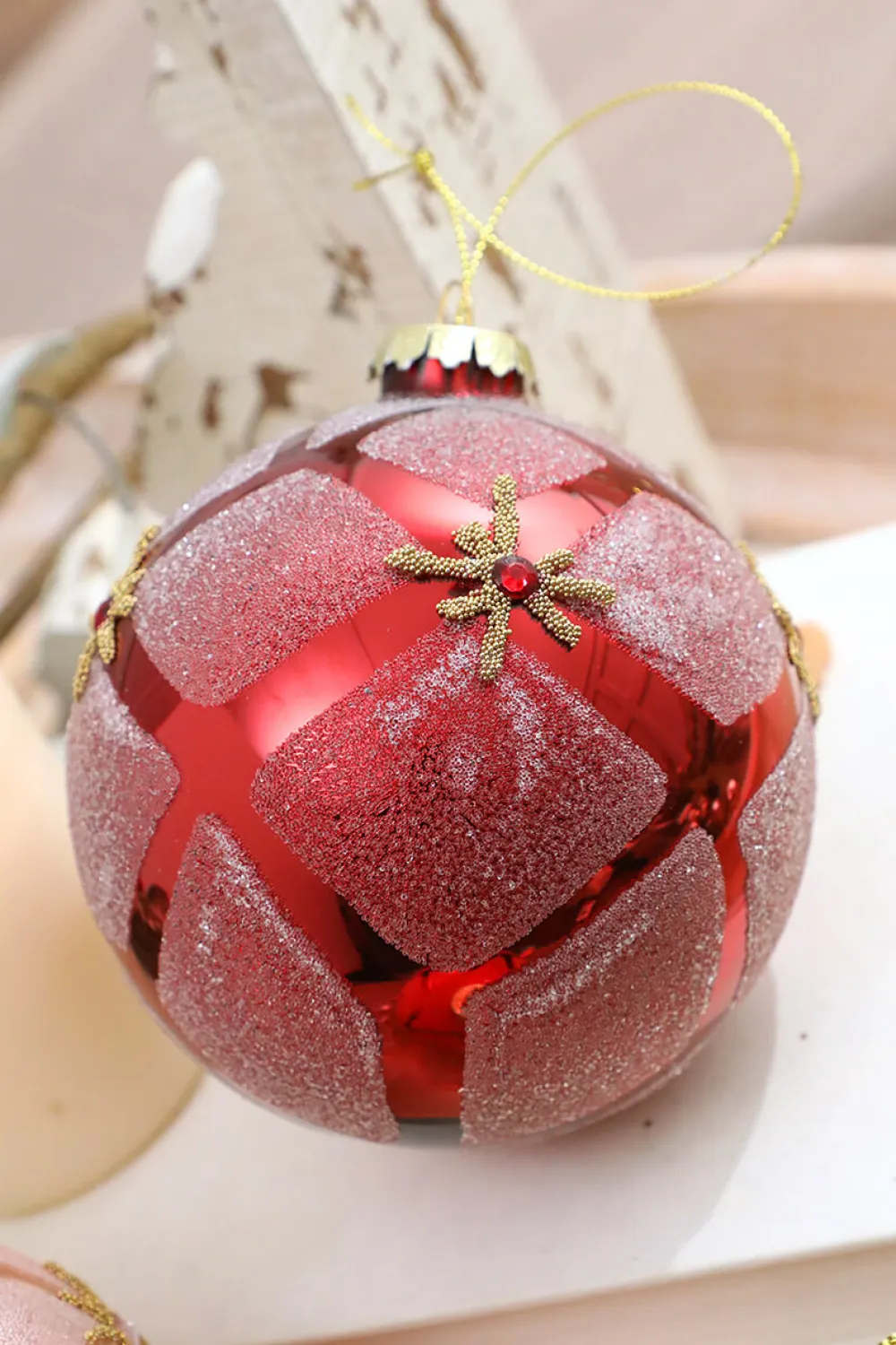 Decorator's Warehouse 4” Glass Diamond Ball Ornament > Christmas Decor|Jewel Tones