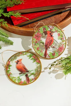 Decorator's Warehouse 5" Glass Disc Cardinal Ornament > Christmas Ornaments|Cardinal