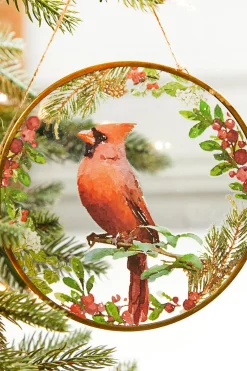 Decorator's Warehouse 5" Glass Disc Cardinal Ornament > Christmas Ornaments|Cardinal
