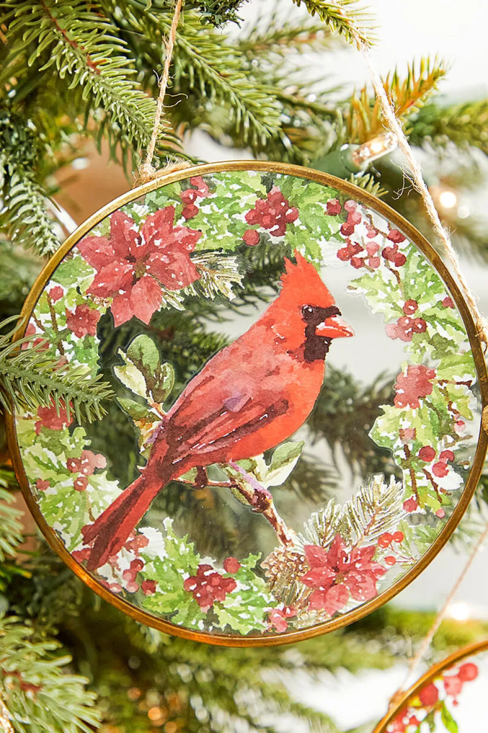 Decorator's Warehouse 5" Glass Disc Cardinal Ornament > Christmas Ornaments|Cardinal