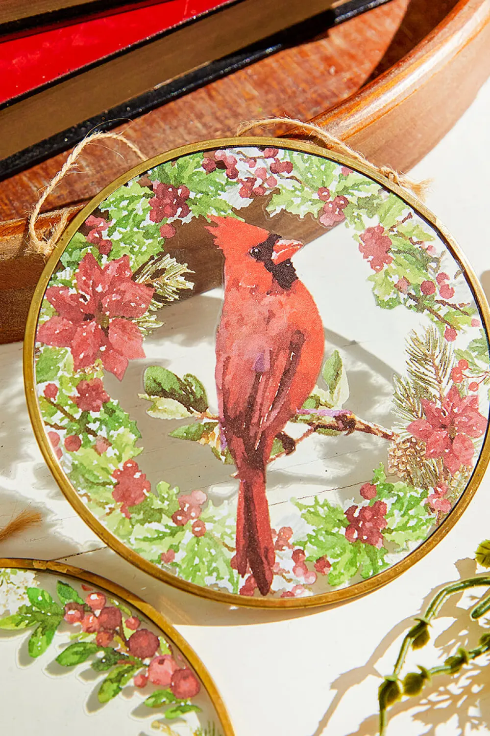 Decorator's Warehouse 5" Glass Disc Cardinal Ornament > Christmas Ornaments|Cardinal