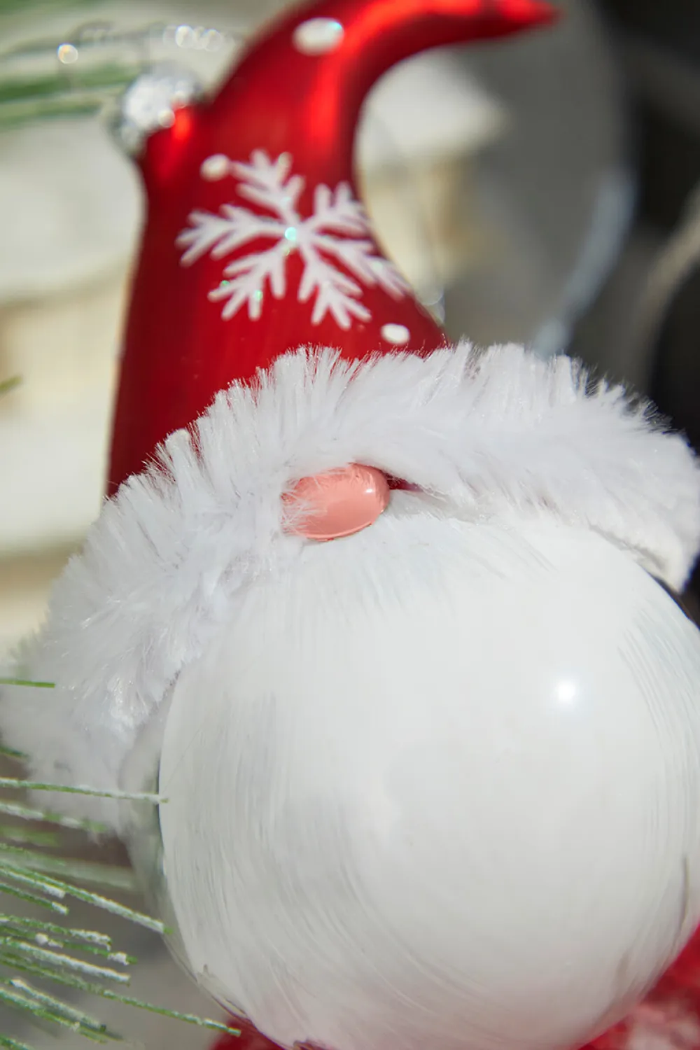 Decorator's Warehouse 6” Glass Gnome Santa Head Ornament > Christmas Ornaments|Christmas Ornaments