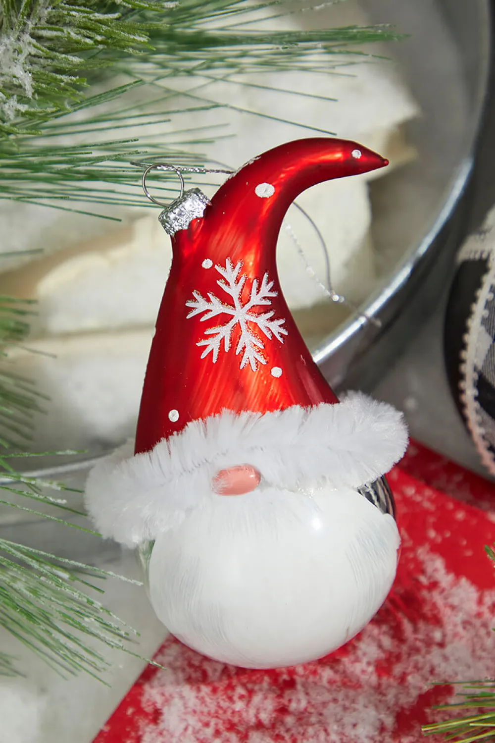 Decorator's Warehouse 6” Glass Gnome Santa Head Ornament > Christmas Ornaments|Christmas Ornaments