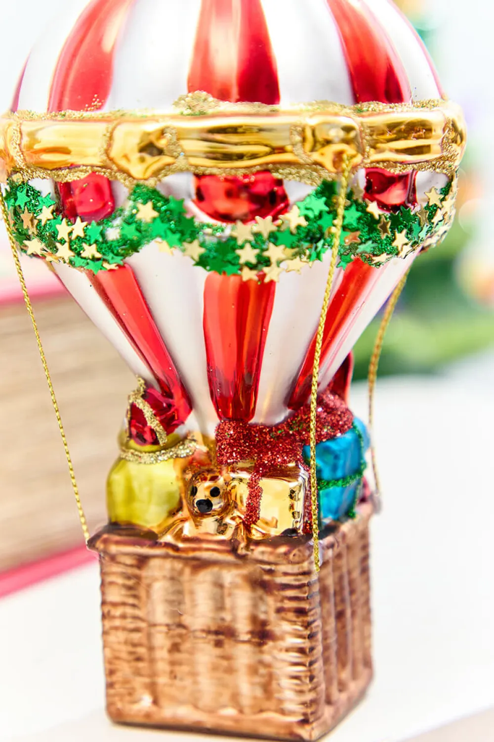 Decorator's Warehouse 6" Glass Hot Air Balloon Santa Ornament > Retro Brites|Christmas Decor