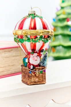 Decorator's Warehouse 6" Glass Hot Air Balloon Santa Ornament > Retro Brites|Christmas Decor