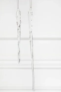 Decorator's Warehouse Glass Icicle Ornament > Red & Silver|Christmas Decor