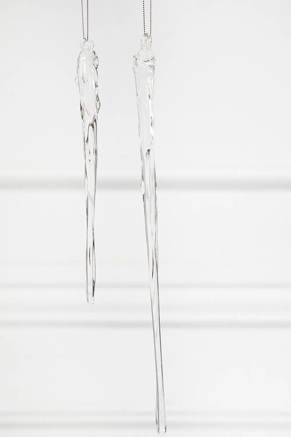 Decorator's Warehouse Glass Icicle Ornament > Red & Silver|Christmas Decor