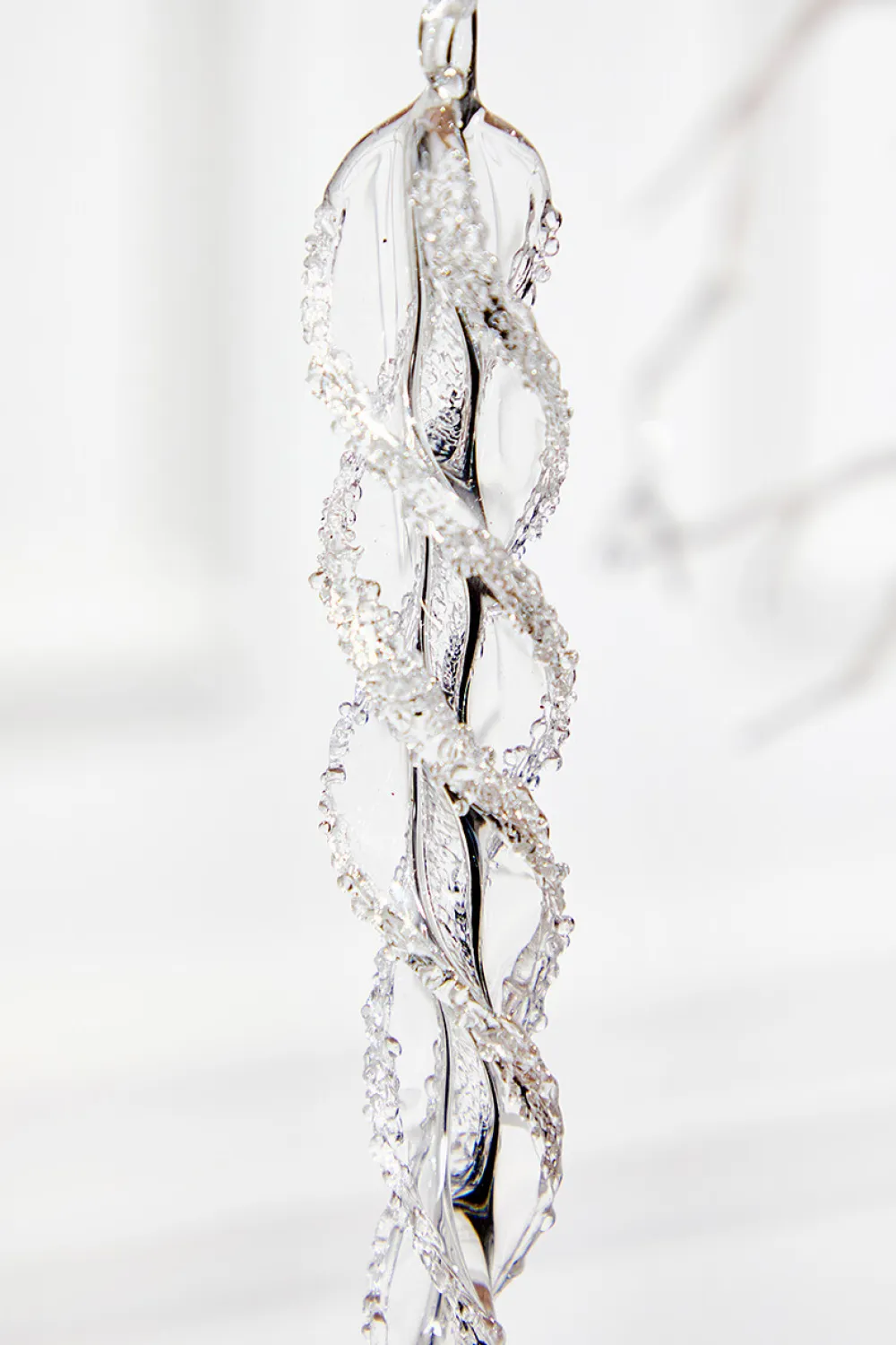 Decorator's Warehouse 12" Glass Icicle Ornament - Large > White Christmas|Red & Silver
