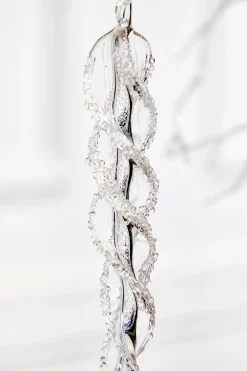 Decorator's Warehouse 9" Glass Icicle Ornament - Medium > White Christmas|Red & Silver
