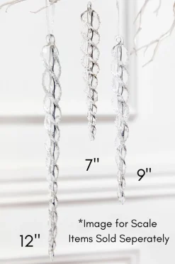 Decorator's Warehouse 7" Glass Icicle Ornament - Small > White Christmas|Red & Silver