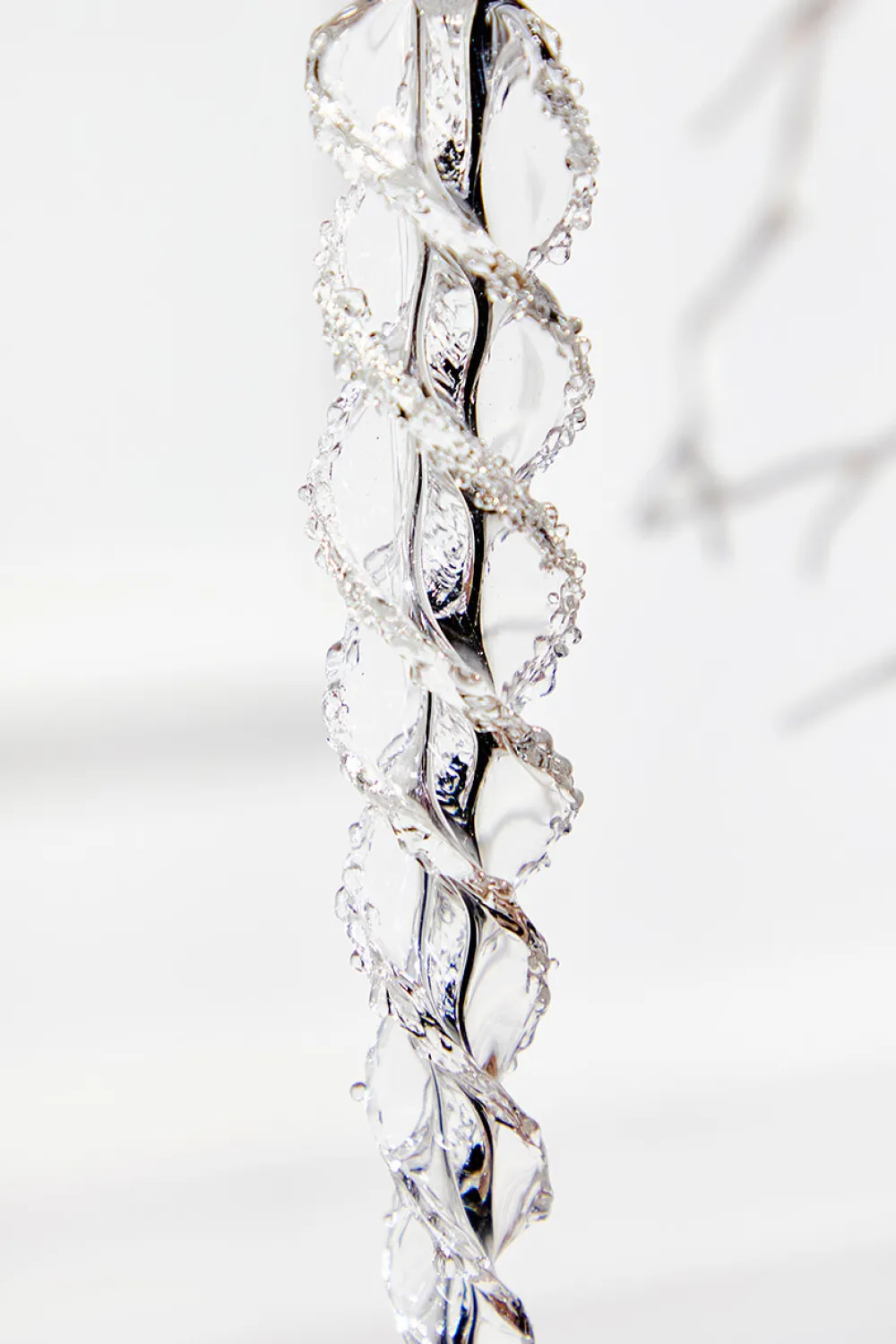 Decorator's Warehouse 7" Glass Icicle Ornament - Small > White Christmas|Red & Silver