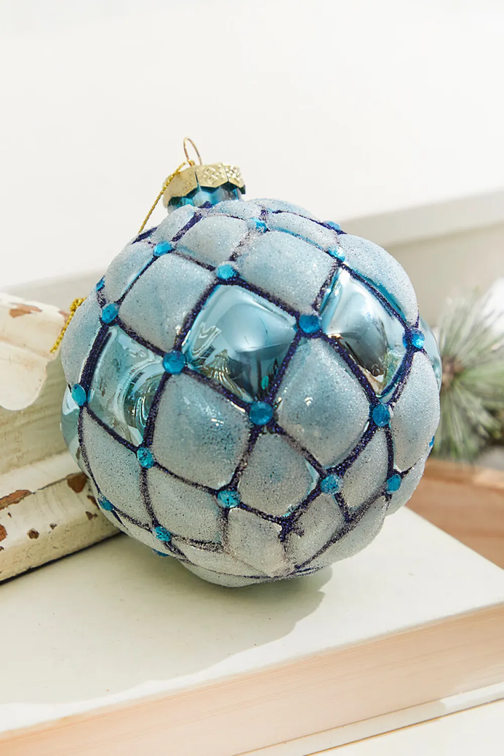 Decorator's Warehouse 4” Glass Jewel Ball Ornament > Christmas Decor|Christmas Ornaments
