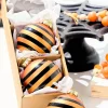 Decorator's Warehouse 3" Glass Orange Stripe Halloween Ball Ornament Box - Set of 3 > Halloween|Halloween