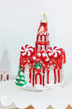 Decorator's Warehouse 5" Glass Peppermint Church Ornament > Christmas Decor|Christmas Ornaments