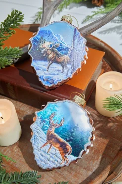 Decorator's Warehouse 5" Glass Pinecone Ornament With Winter Scene > Christmas Ornaments|Winter Woodland