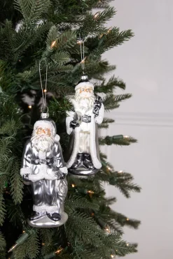 Decorator's Warehouse 6.5" Glass Santa Ornament > Christmas Ornaments|White Christmas