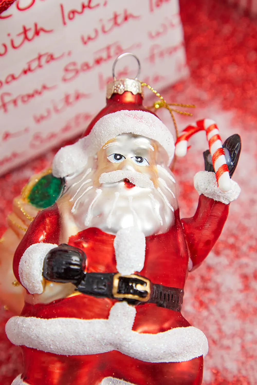 Decorator's Warehouse 5” Glass Santa Ornament > Red & Silver|Christmas Decor
