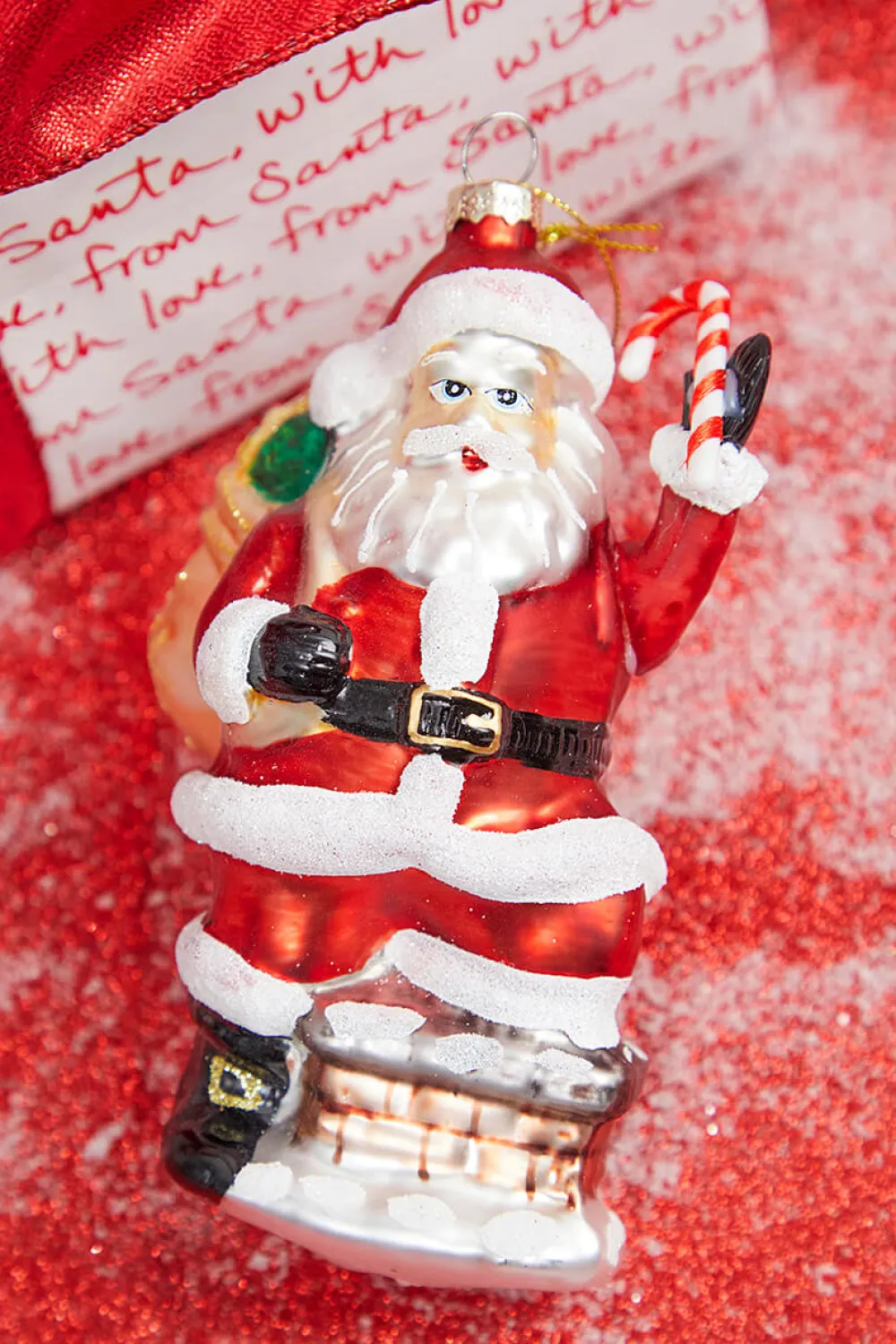 Decorator's Warehouse 5” Glass Santa Ornament > Red & Silver|Christmas Decor