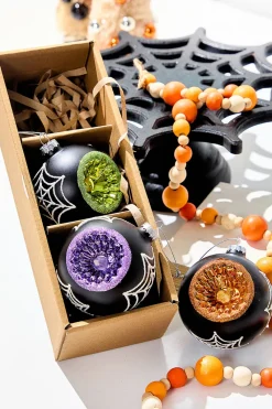 Decorator's Warehouse 3" Glass Spooky Reflector Ornament Box - Set of 3 > Halloween|Halloween