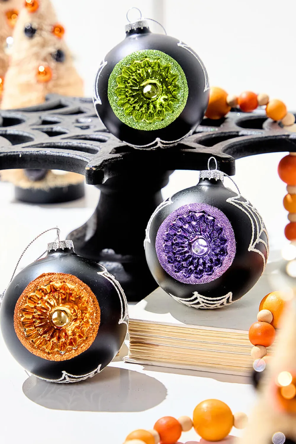 Decorator's Warehouse 3" Glass Spooky Reflector Ornament Box - Set of 3 > Halloween|Halloween