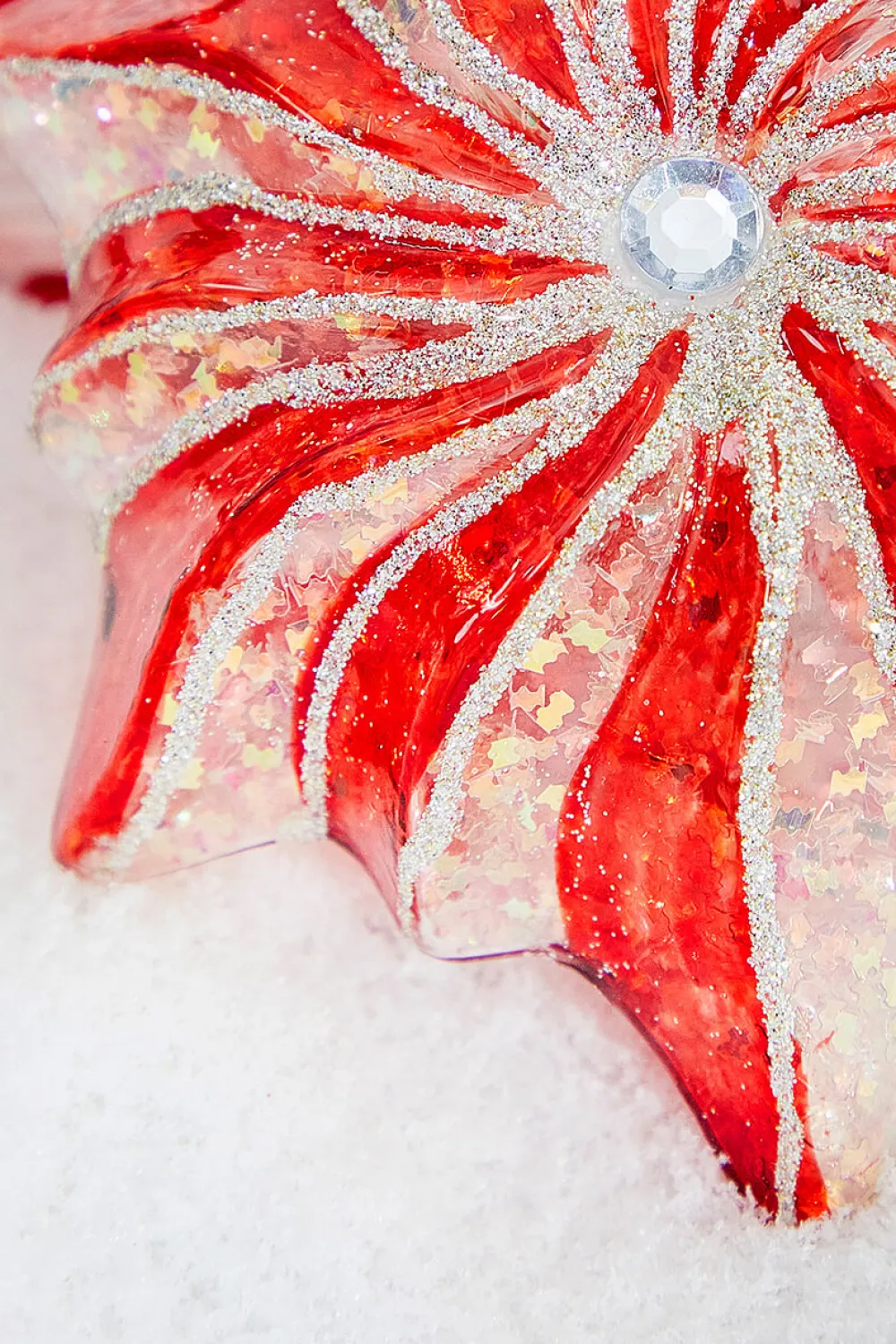 Decorator's Warehouse 5" Glass Starburst with Jewel Ornament > Christmas Decor|Christmas Ornaments