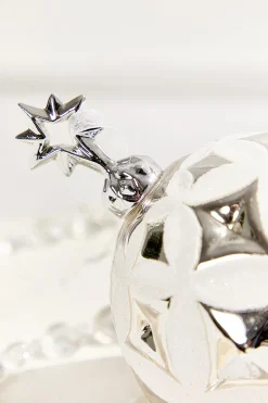 Decorator's Warehouse 5” Glass Star Faceted Ornament > White Christmas|Red & Silver