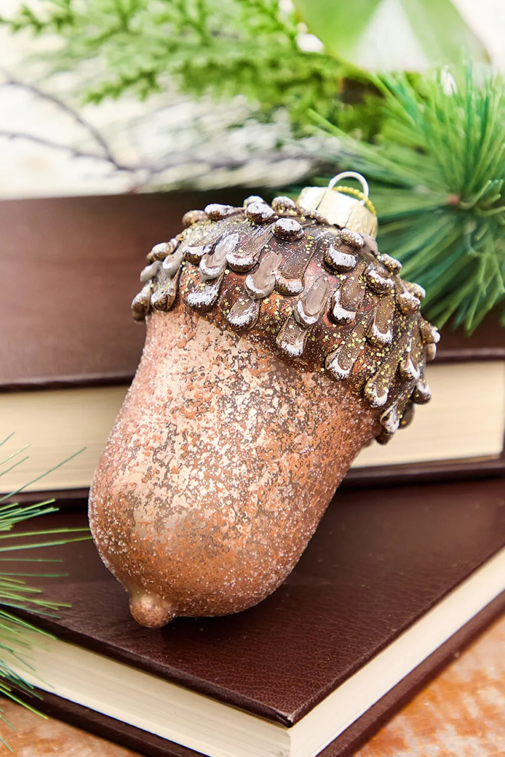 Decorator's Warehouse 4.5" Glass Winter Acorn Ornament > Christmas Decor|Christmas Ornaments