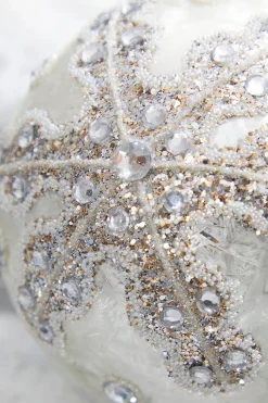 Decorator's Warehouse 4" Glitter Ball/Finial Snowflake Ornament > Christmas Ornaments|White Christmas