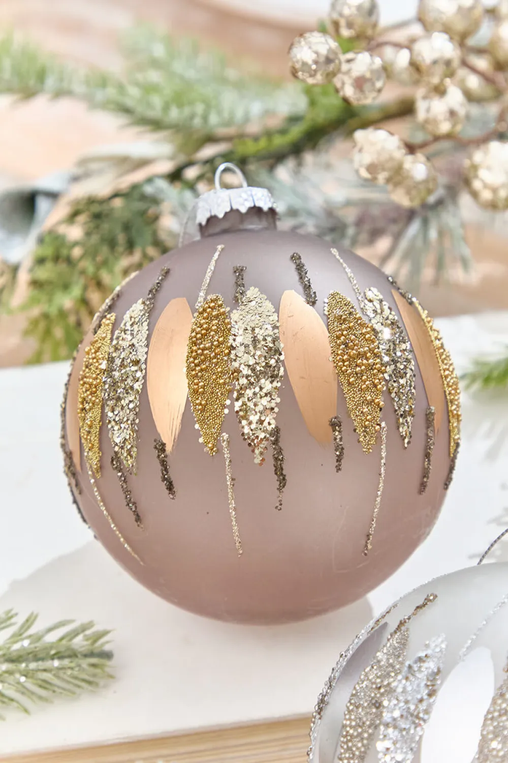 Decorator's Warehouse 5" Glitter Cascade Glass Ball Ornament > Christmas Decor|Christmas Ornaments